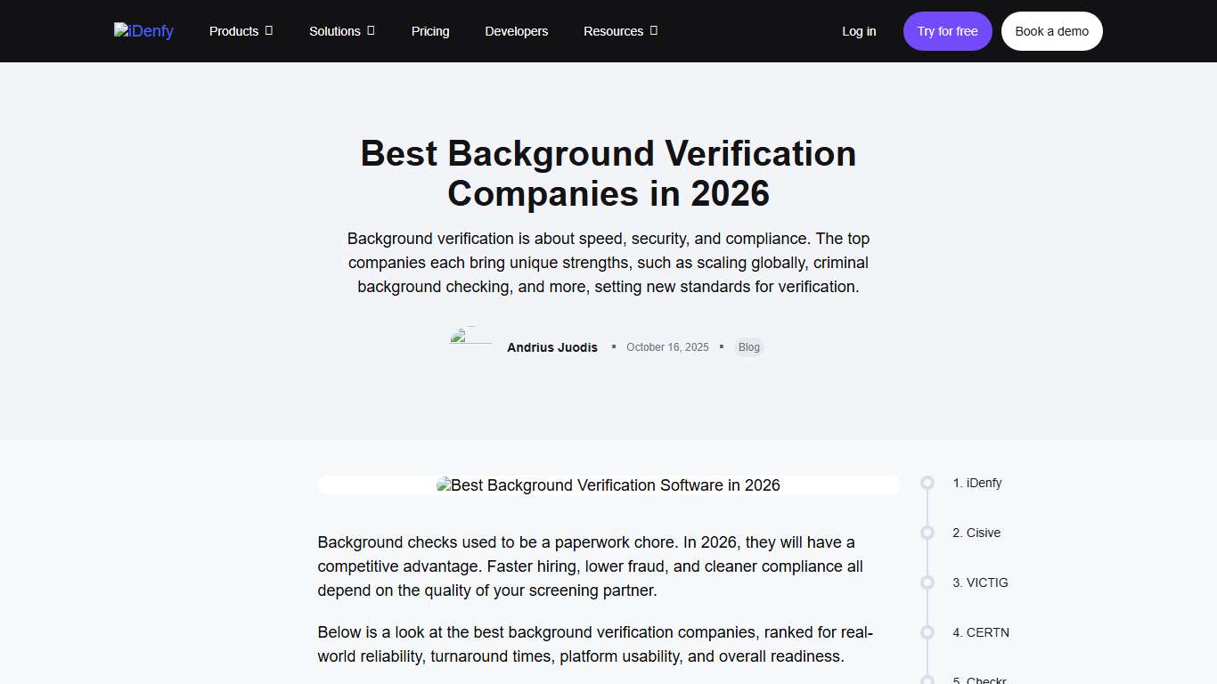 Best Background Verification Companies in 2026 - iDenfy