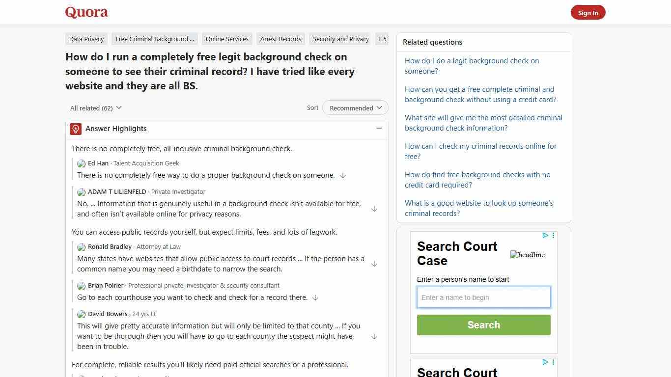 How to run a completely free legit background check on someone to see their criminal record - Quora